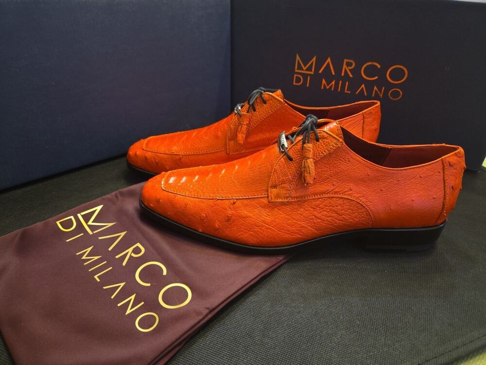 Marco Di Milano Andretti Ostrich Leg Shoes Orange Us Size 8.5